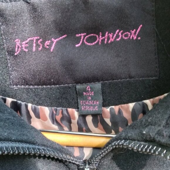 Black Skater HiLo Wool Blend High Neck Detachable Hood Leopard Lined Coat Sz4 - Picture 4 of 13